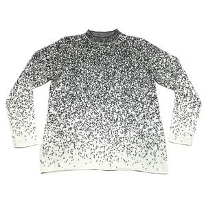 Carolyn Taylor Womens Large Gray White Ombre Knit Sweater Crewneck